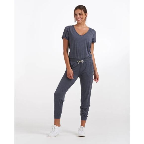 Vuori All Day Jumpsuit Romper Short Sleeve | Blue Gray Heather | SZ XL - Picture 1 of 11